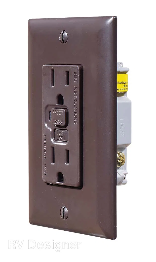 S805 – RV DESIGNER Receptacle, Use With 125 Volt AC Grounded Two-Wire Branch Circuits (15 Amp Or 20 Amp Overcurrent P...
